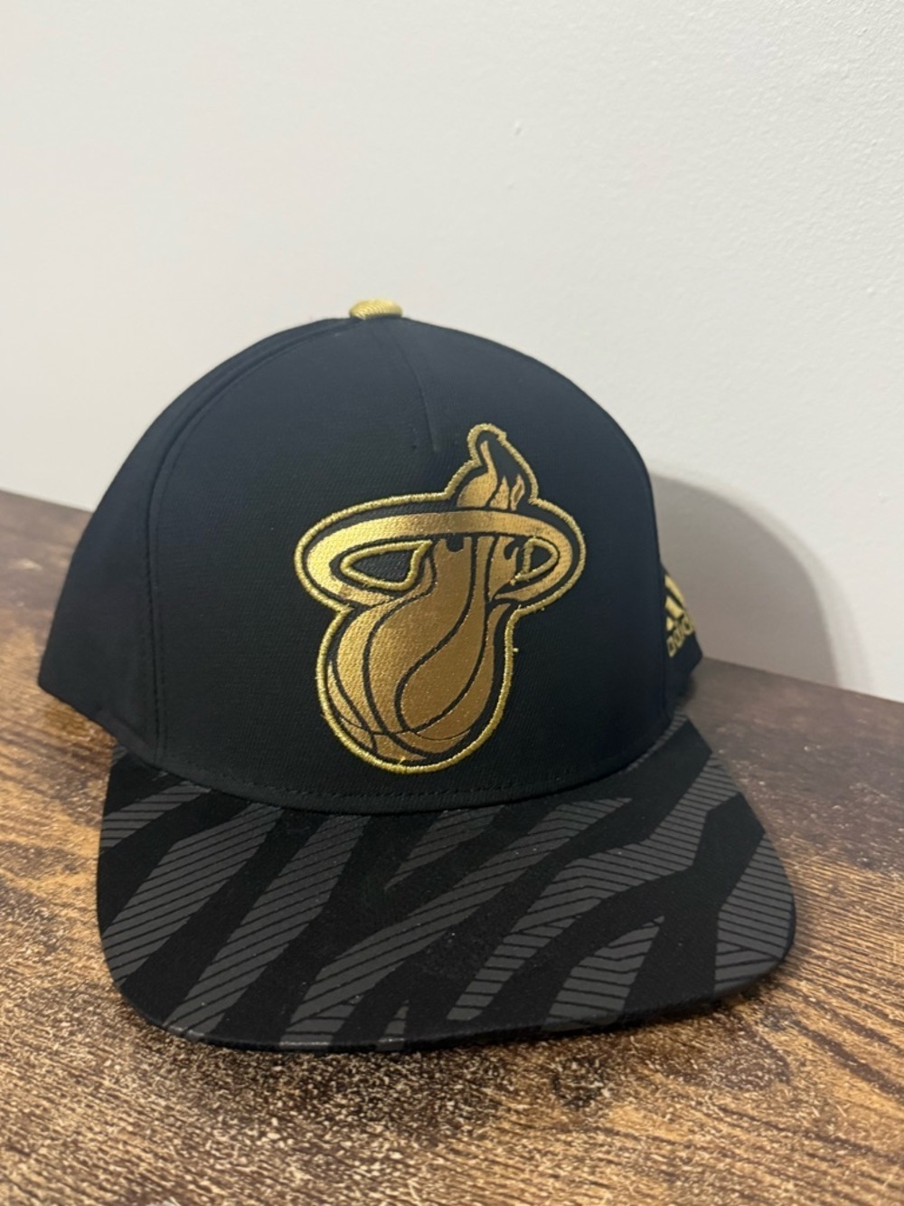 adidas Black and Gold Miami Heat Logo Snapback